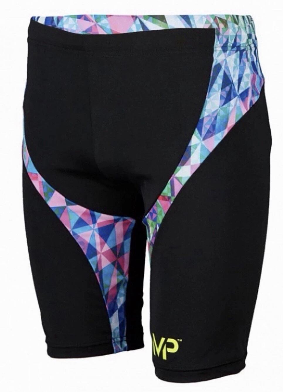 Michael Phelps Training Suit Swim Chrystal Jammer Black Aqua Infinity Men’s 34